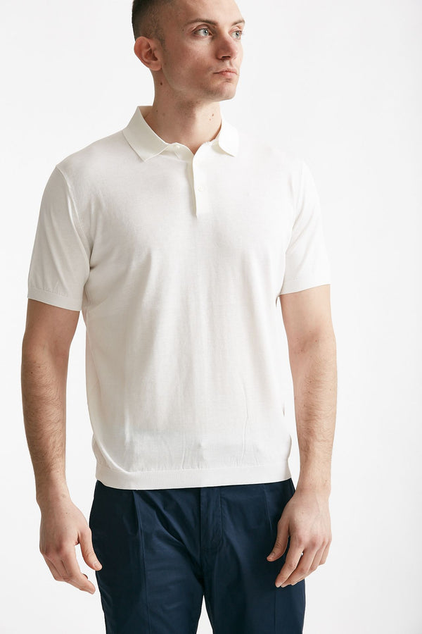 polo in seta e cotone bianco men Kangra