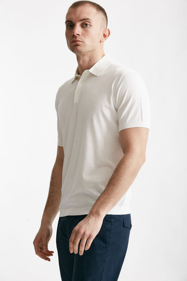 polo in seta e cotone bianco men Kangra