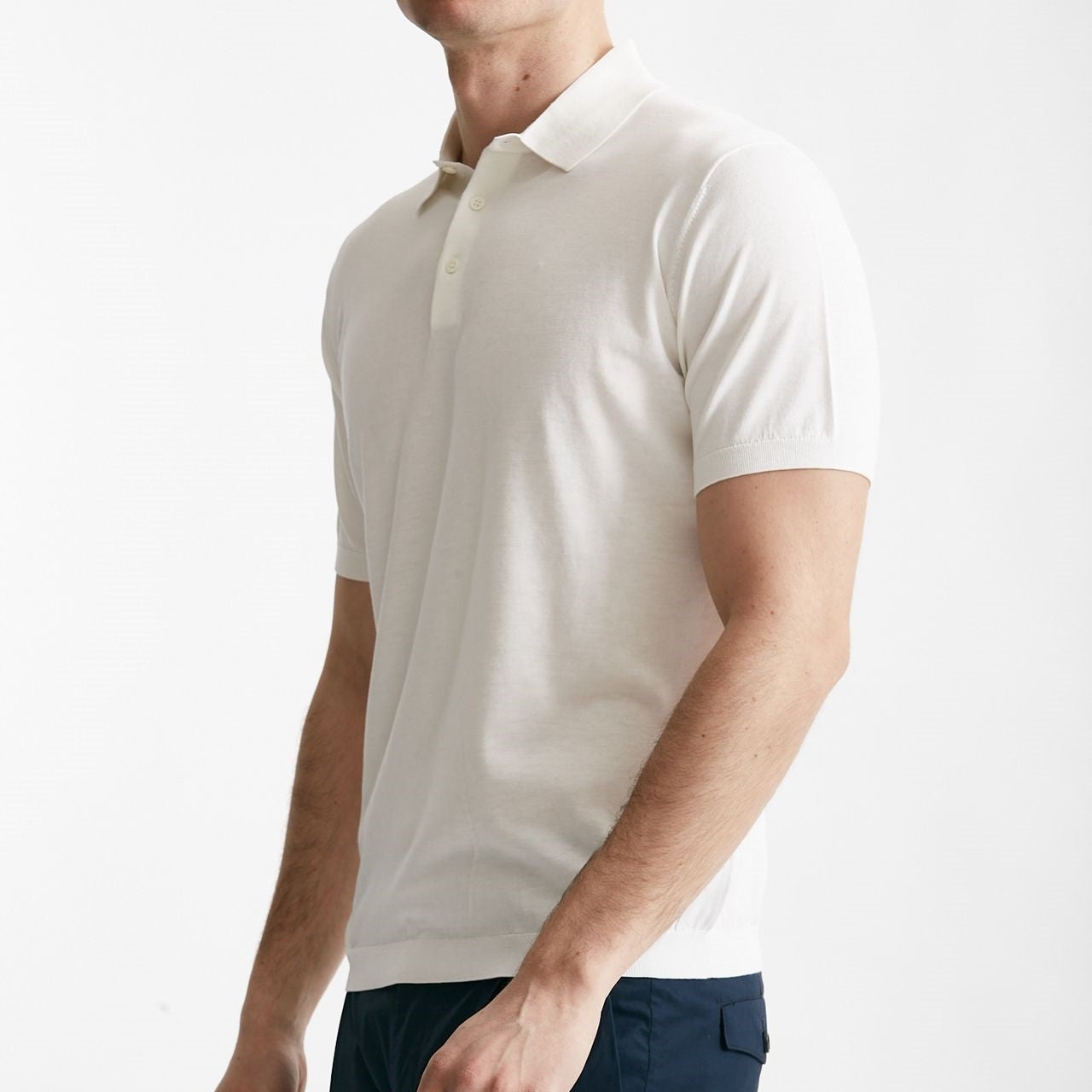 polo in seta e cotone bianco men Kangra - 6