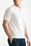 polo in seta e cotone bianco men Kangra - 4