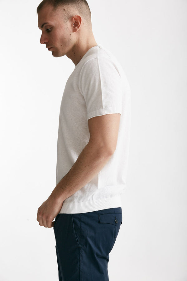 t shirt in maglia cotone e lino bianco men Kangra