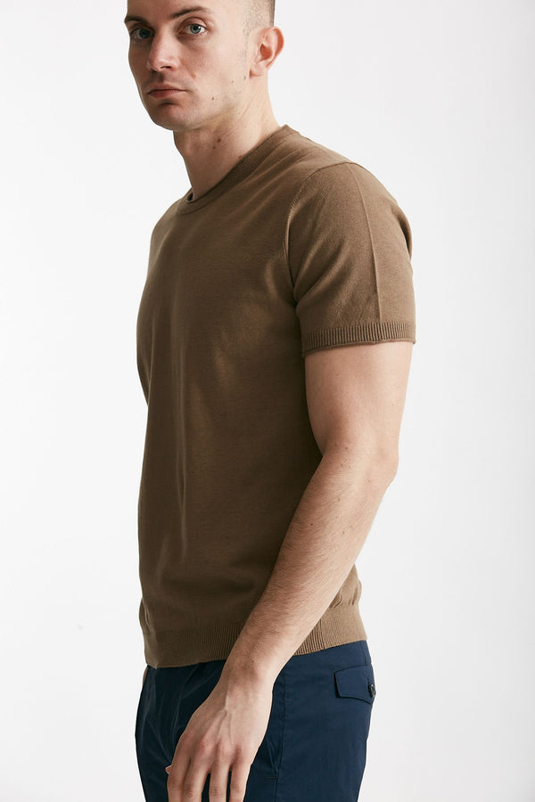 t shirt in cotone e lino cammello men Kangra