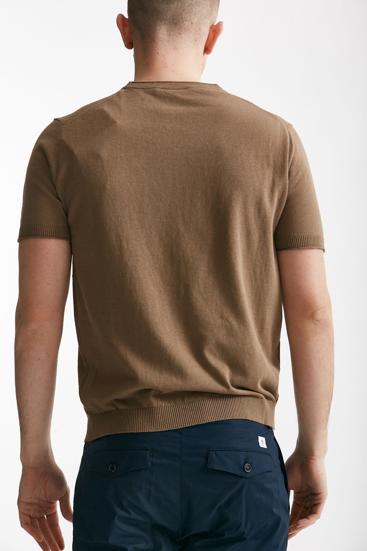 t shirt in cotone e lino cammello men Kangra - 3
