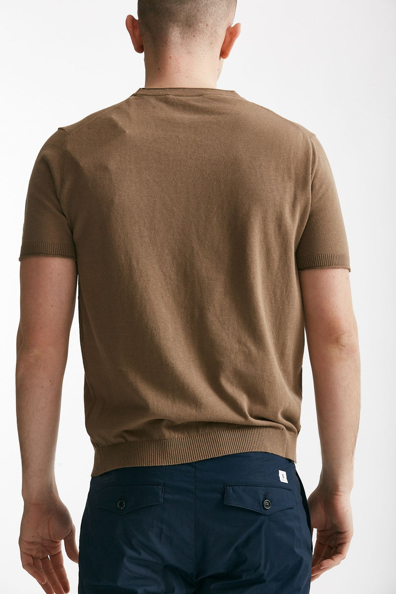 t shirt in cotone e lino cammello men Kangra - 3