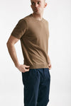 t shirt in cotone e lino cammello men Kangra - 4