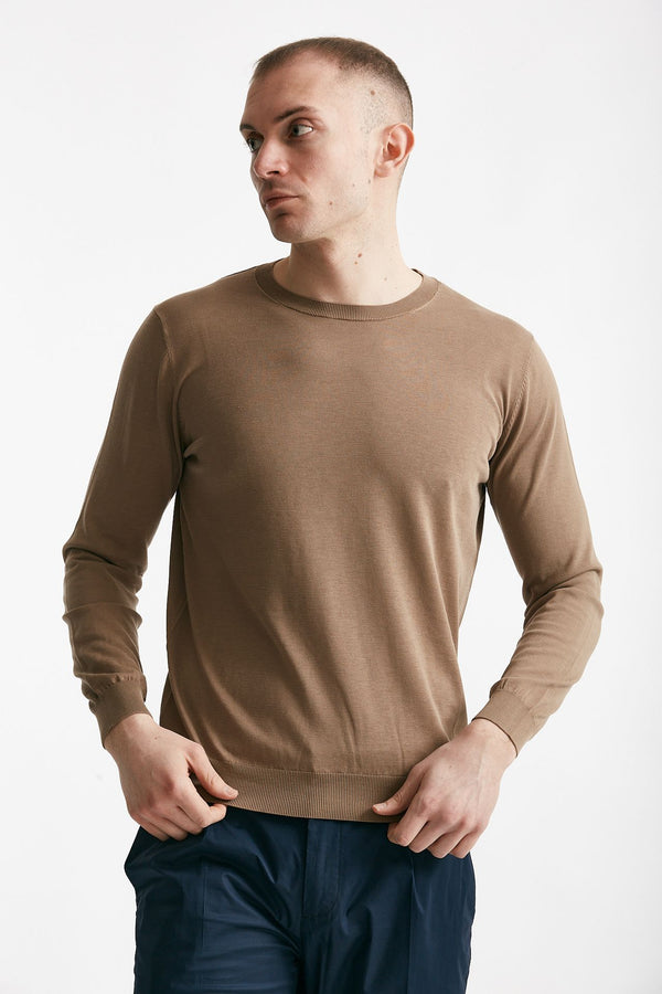 maglia in cotone e seta cammello men Kangra