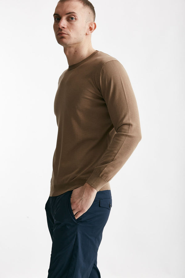 maglia in cotone e seta cammello men Kangra