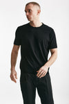 t shirt in maglia cotone e lino nero men Kangra - 1