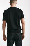 t shirt in maglia cotone e lino nero men Kangra - 3