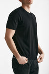 t shirt in maglia cotone e lino nero men Kangra - 4