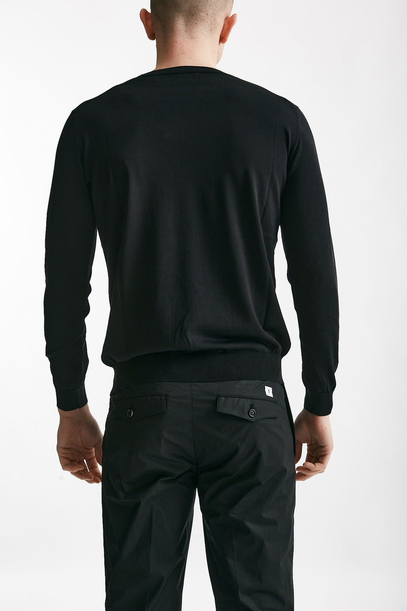 maglia in cotone e seta nero men Kangra - 3