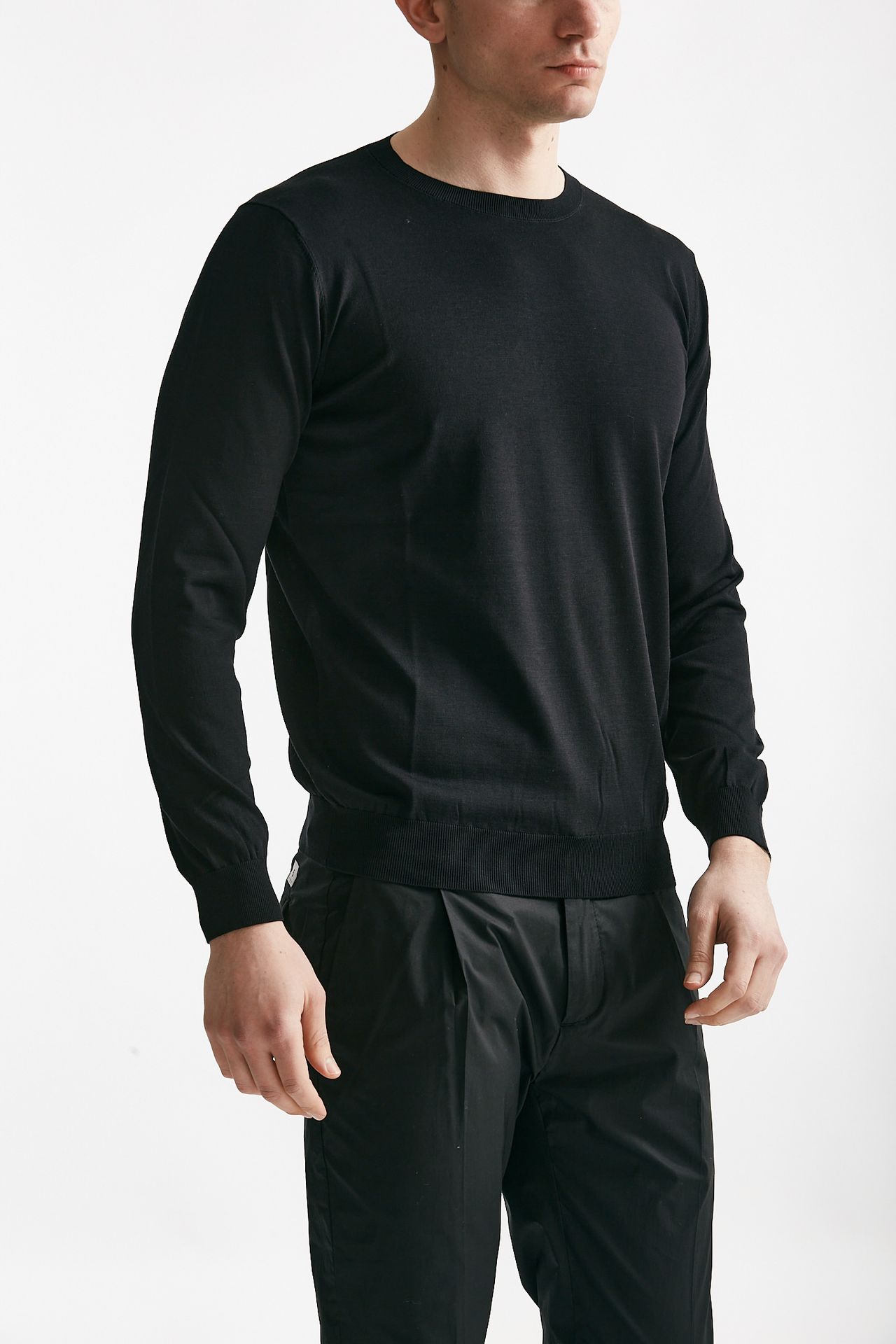maglia in cotone e seta nero men Kangra - 4