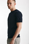 t shirt in seta e cotone blu men Kangra - 2