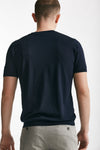 t shirt in seta e cotone blu men Kangra - 3