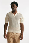 polo traforata in cotone e viscosa panna men Laneus - 1