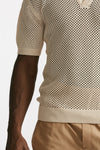 polo traforata in cotone e viscosa panna men Laneus - 6