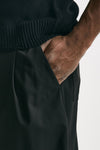 pantalone gamba ampia in lana stretch nero men Laneus - 6