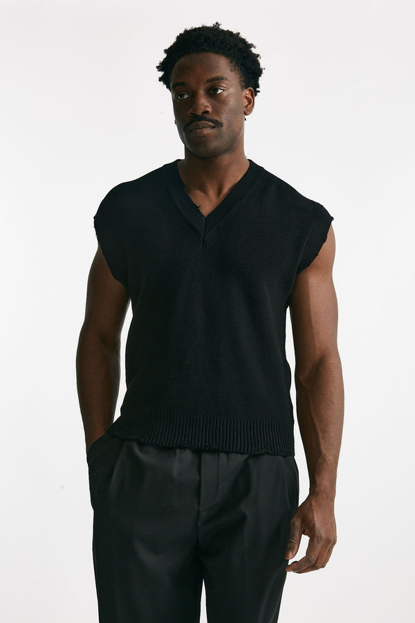gilet in maglia cotone nero men Laneus