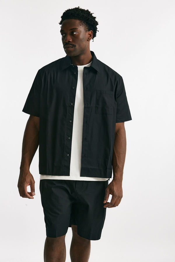 camicia in cotone nero men Laneus