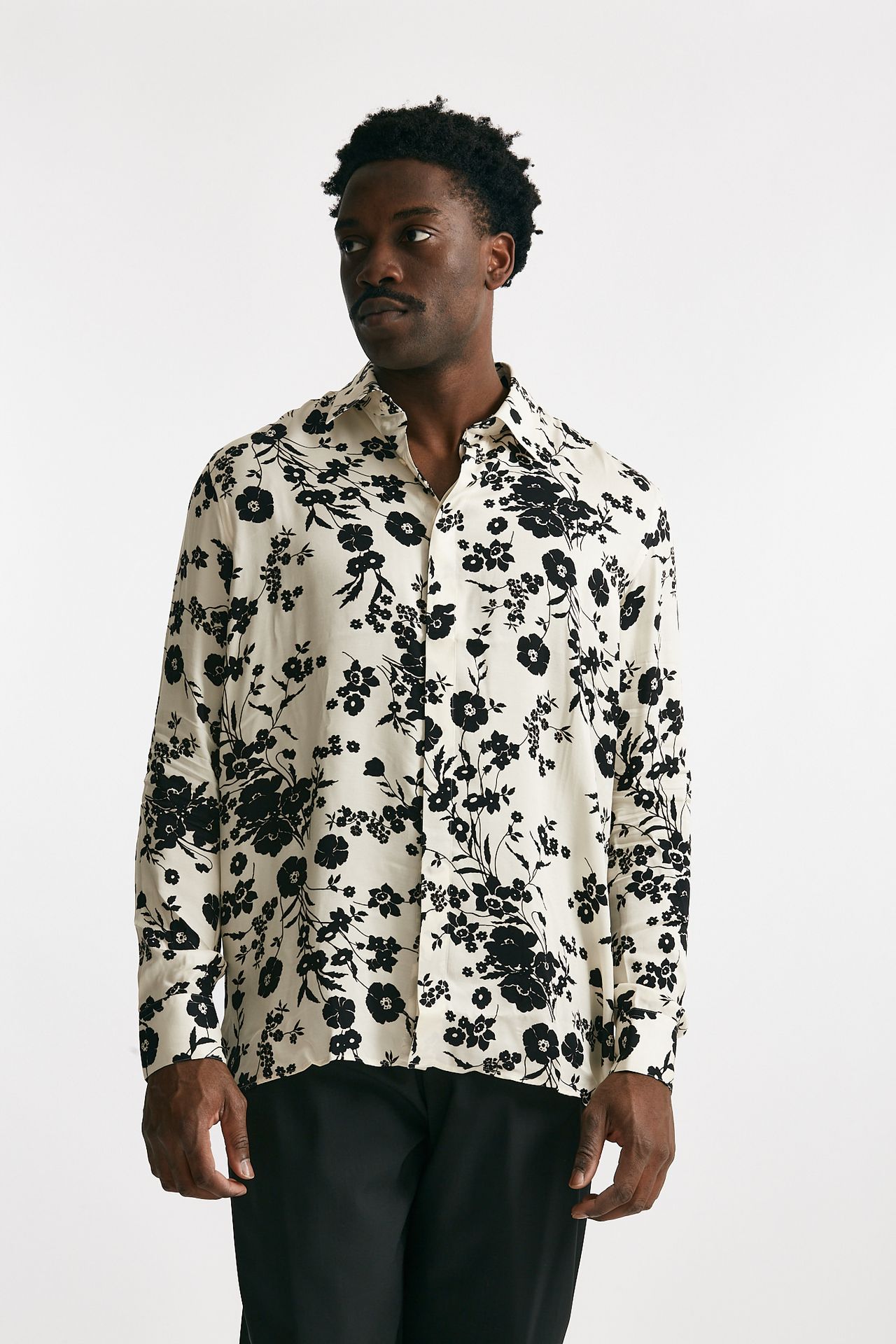 camicia in viscosa fantasia bianco e nero men Laneus - 1