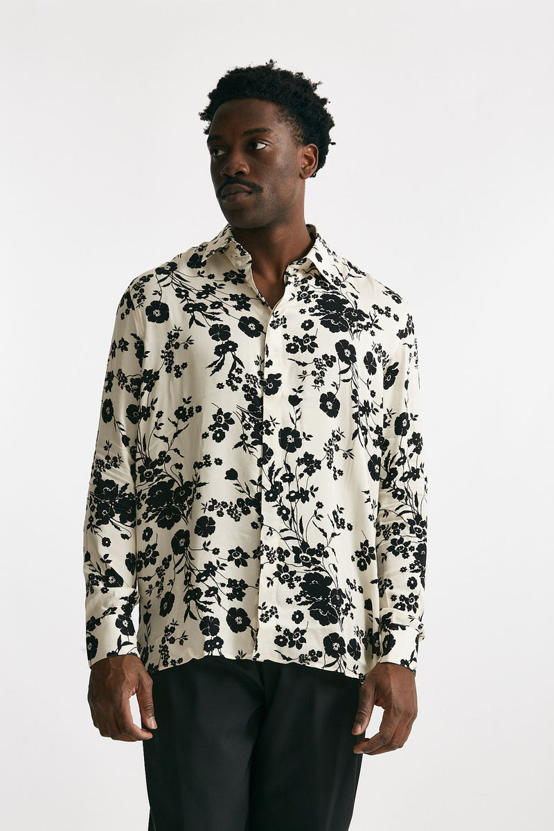 camicia in viscosa fantasia bianco e nero men Laneus - 1
