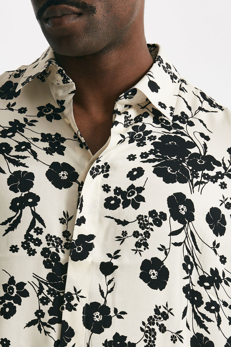 camicia in viscosa fantasia bianco e nero men Laneus - 6
