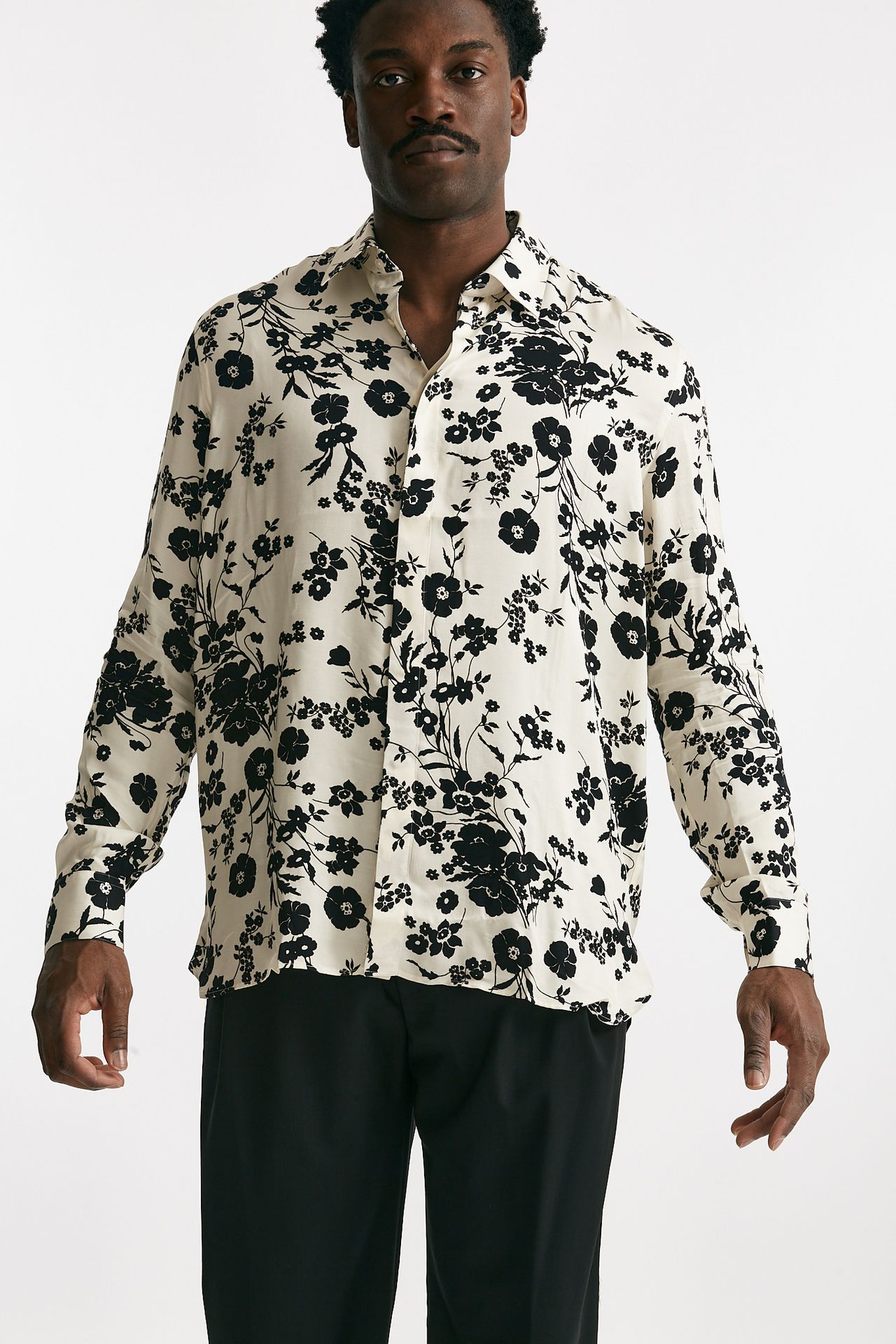 camicia in viscosa fantasia bianco e nero men Laneus - 5