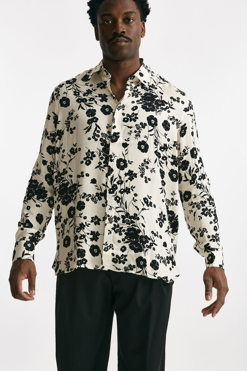 camicia in viscosa fantasia bianco e nero men Laneus - 5