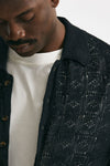 polo camicia traforata in cotone e lino nero men Laneus - 5