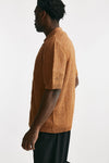 polo camicia traforata in cotone e lino ocra men Laneus - 2