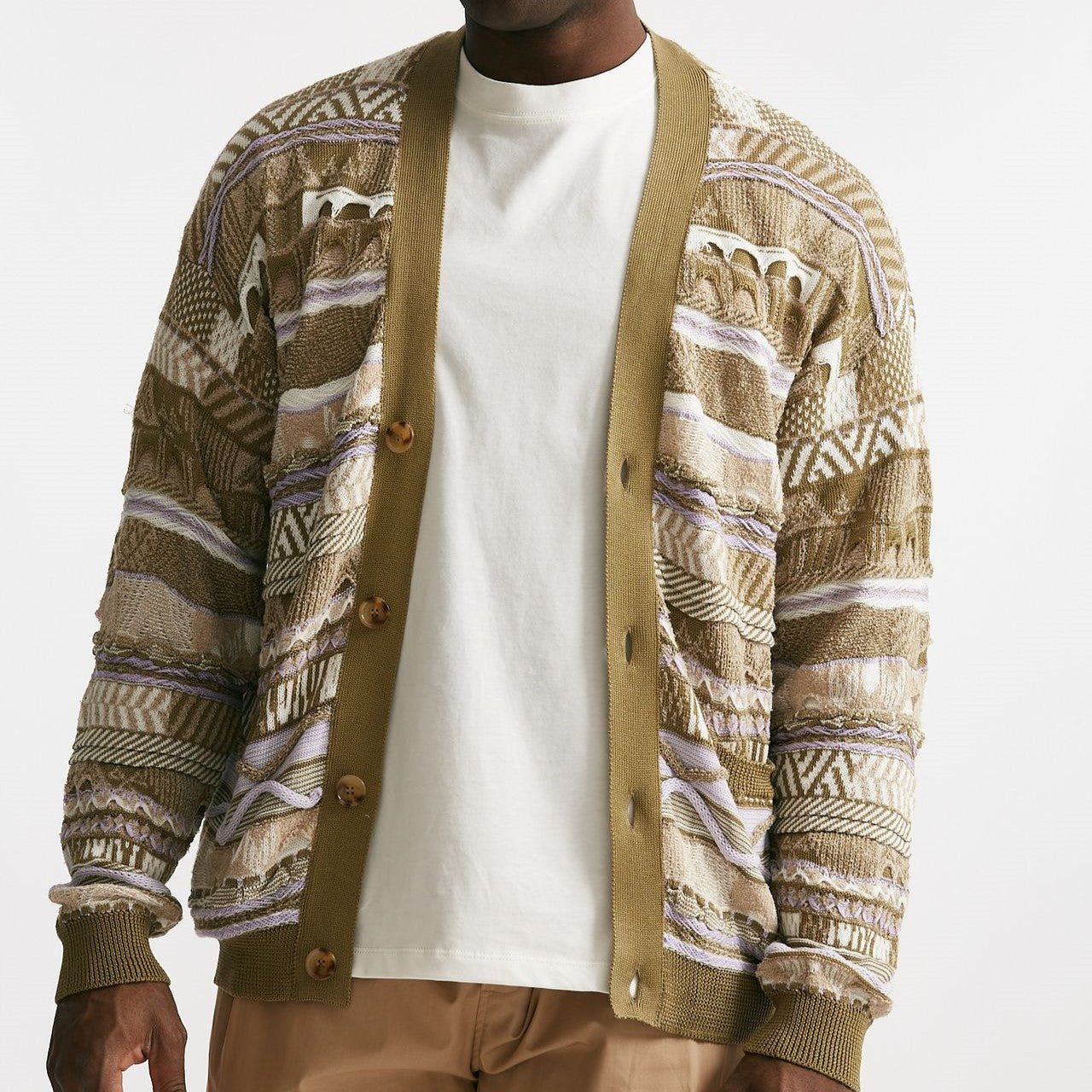 cardigan in cotone jacquard multicolor men Laneus - 8