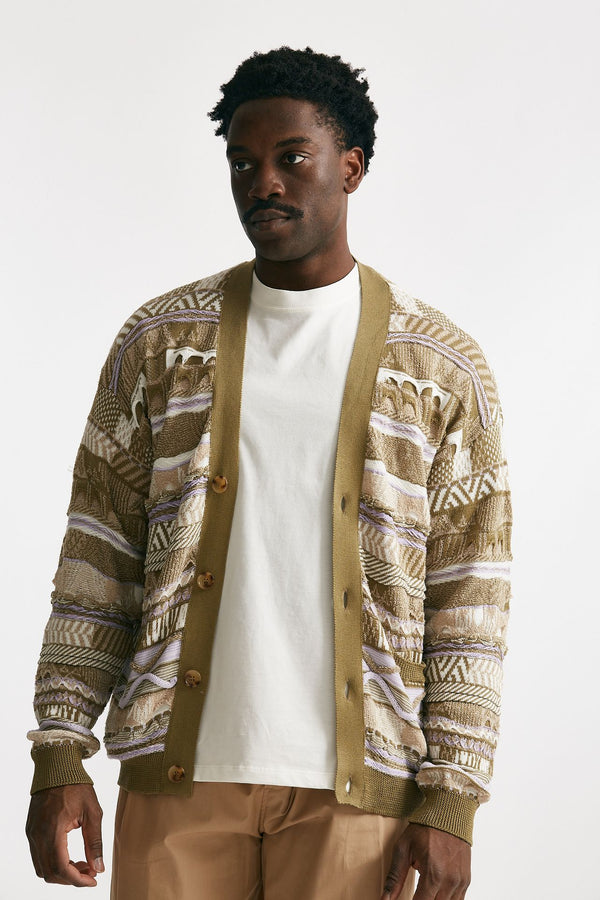 cardigan in cotone jacquard multicolor men Laneus
