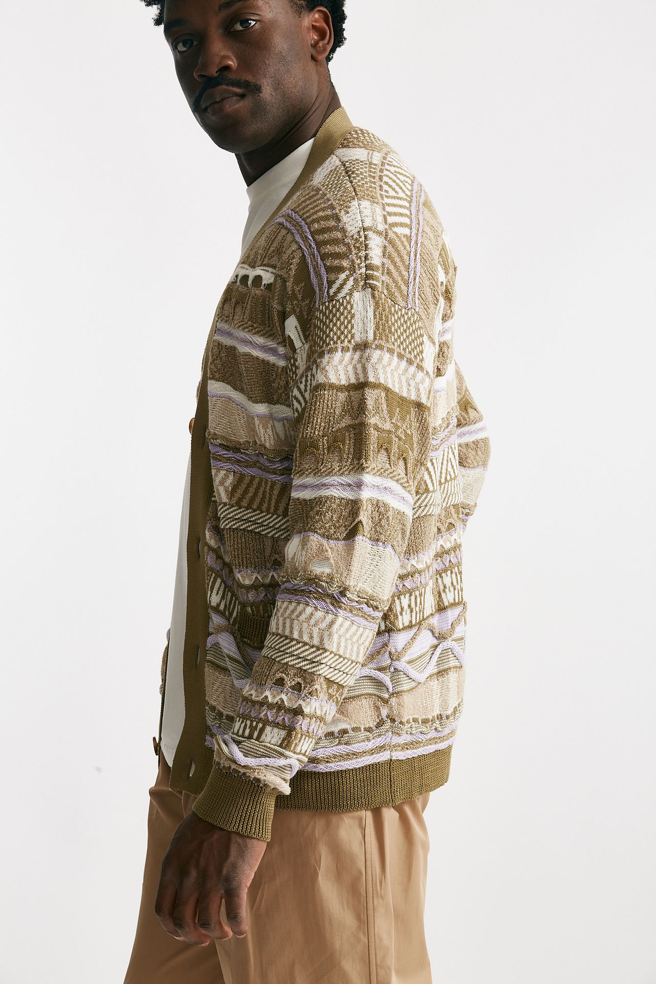 cardigan in cotone jacquard multicolor men Laneus - 2