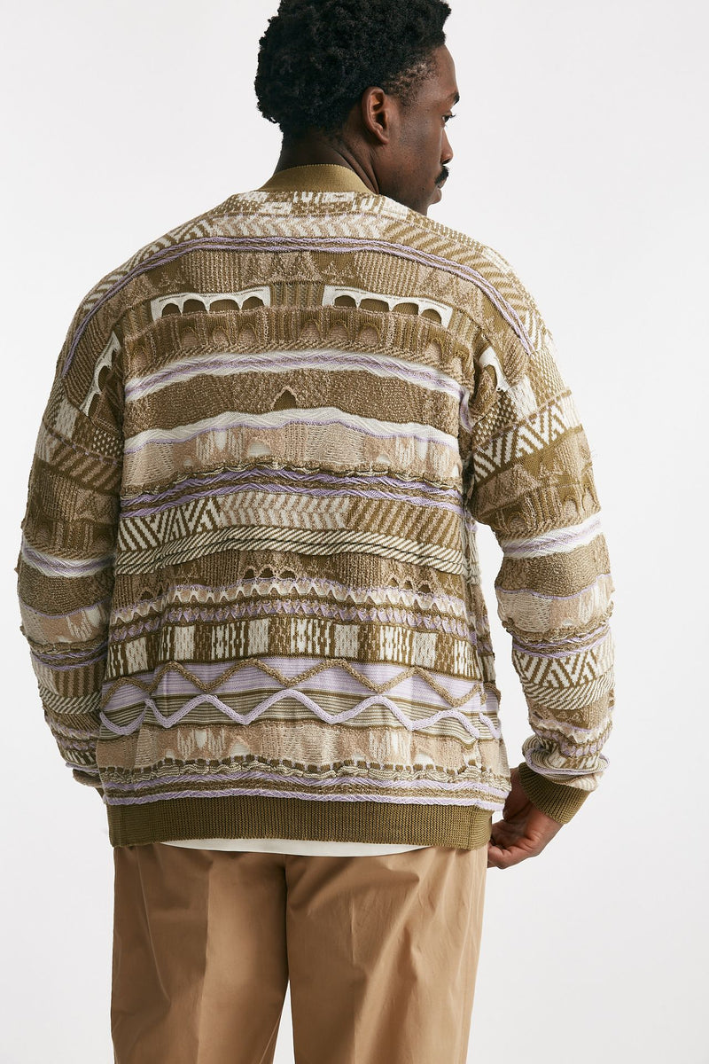 cardigan in cotone jacquard multicolor men Laneus - 3