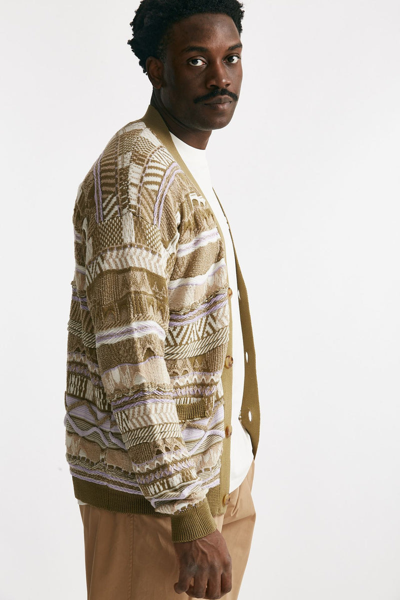 cardigan in cotone jacquard multicolor men Laneus - 4