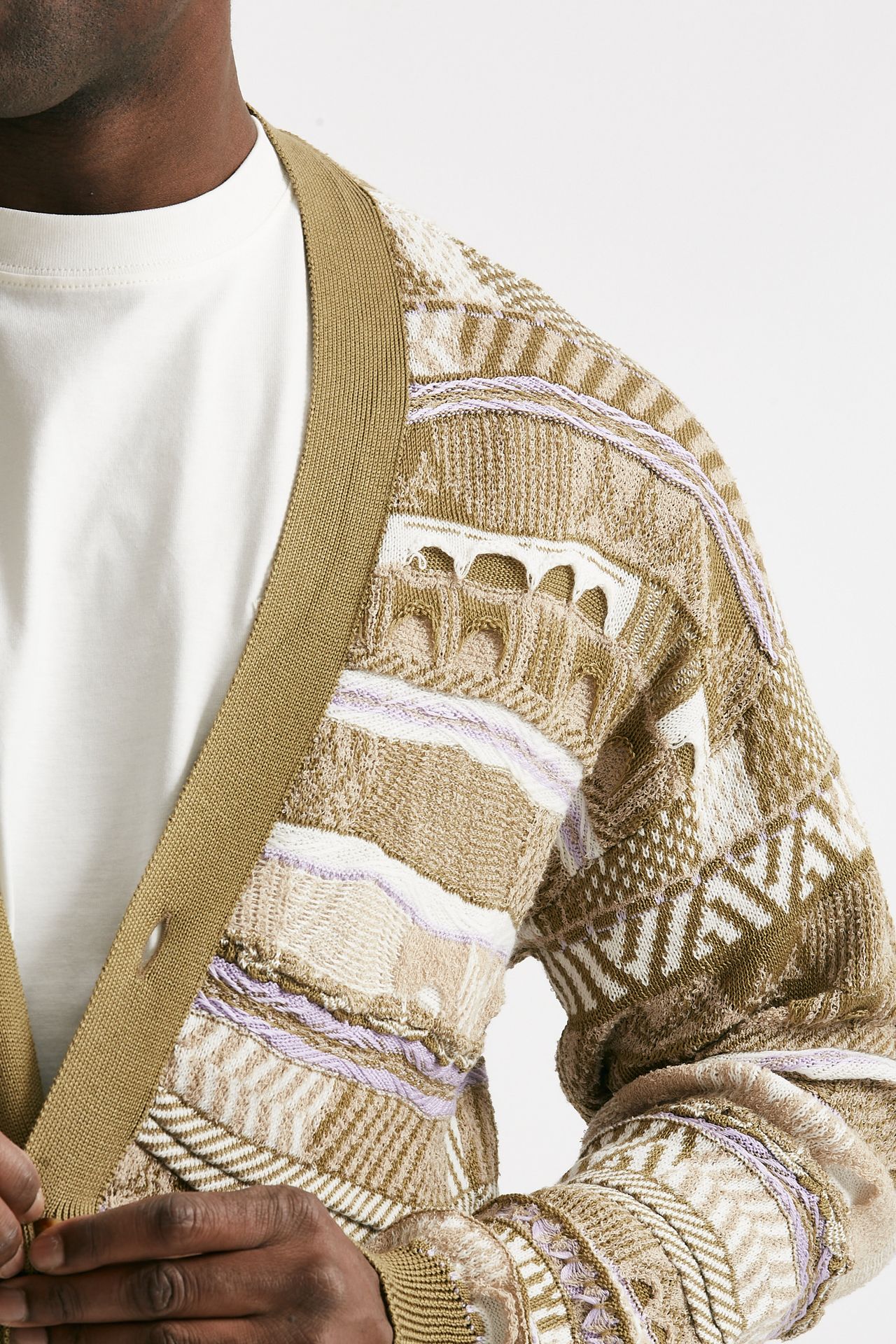cardigan in cotone jacquard multicolor men Laneus - 5