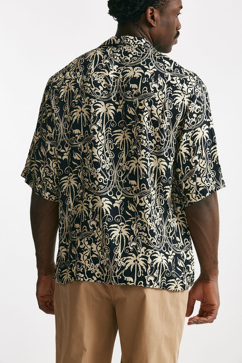 camicia in viscosa fantasia blu e panna men Laneus - 3
