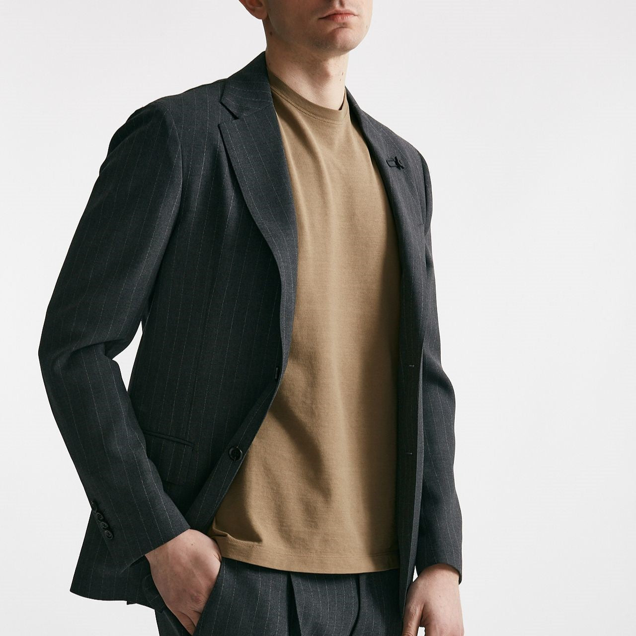 abito monopetto gessato in lana grigio men Lardini - 9