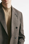 giacca doppiopetto marrone lana seta e lino men Lardini - 5