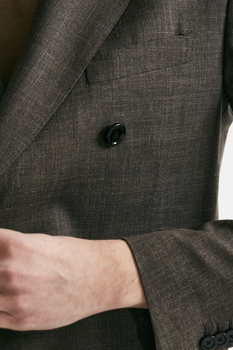 giacca doppiopetto marrone lana seta e lino men Lardini - 7