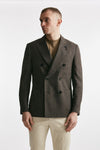 giacca doppiopetto marrone lana seta e lino men Lardini - 8