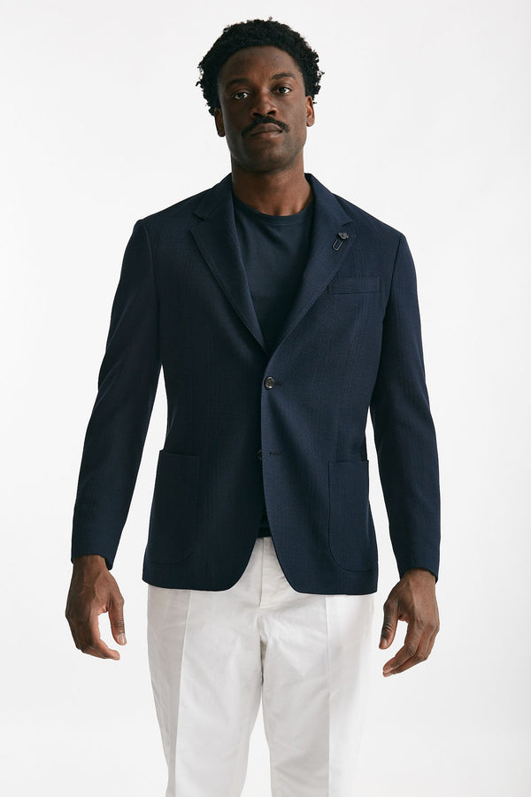 giacca monopetto blu lana e cotone stretch men Lardini