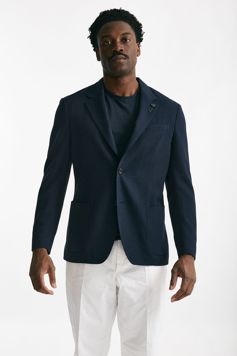 giacca monopetto blu lana e cotone stretch men Lardini - 1