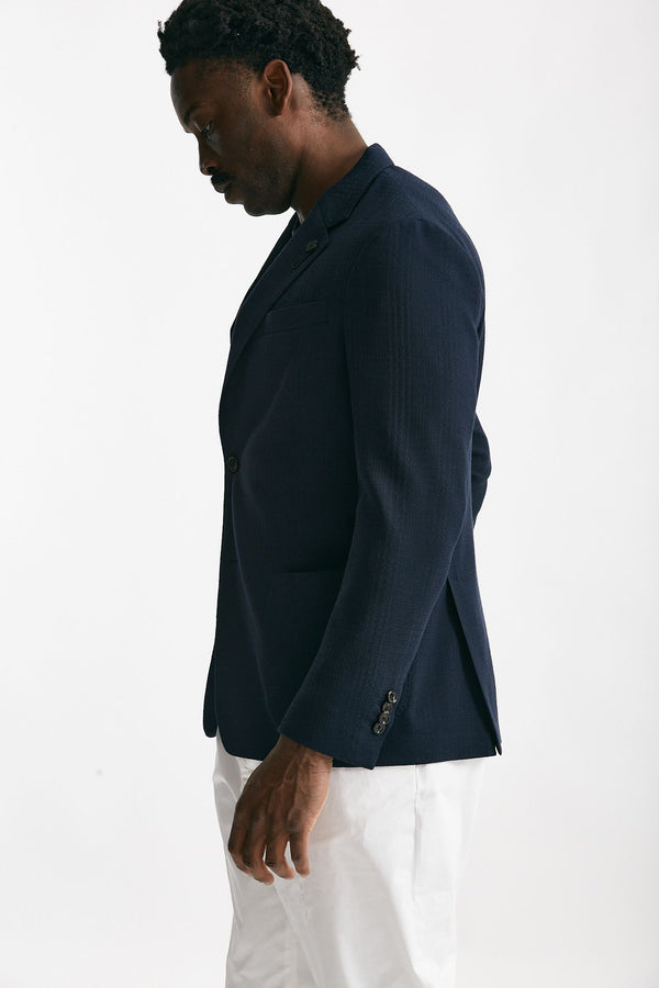 giacca monopetto blu lana e cotone stretch men Lardini