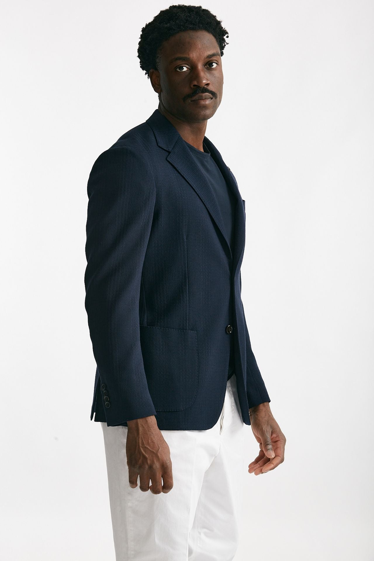 giacca monopetto blu lana e cotone stretch men Lardini - 4