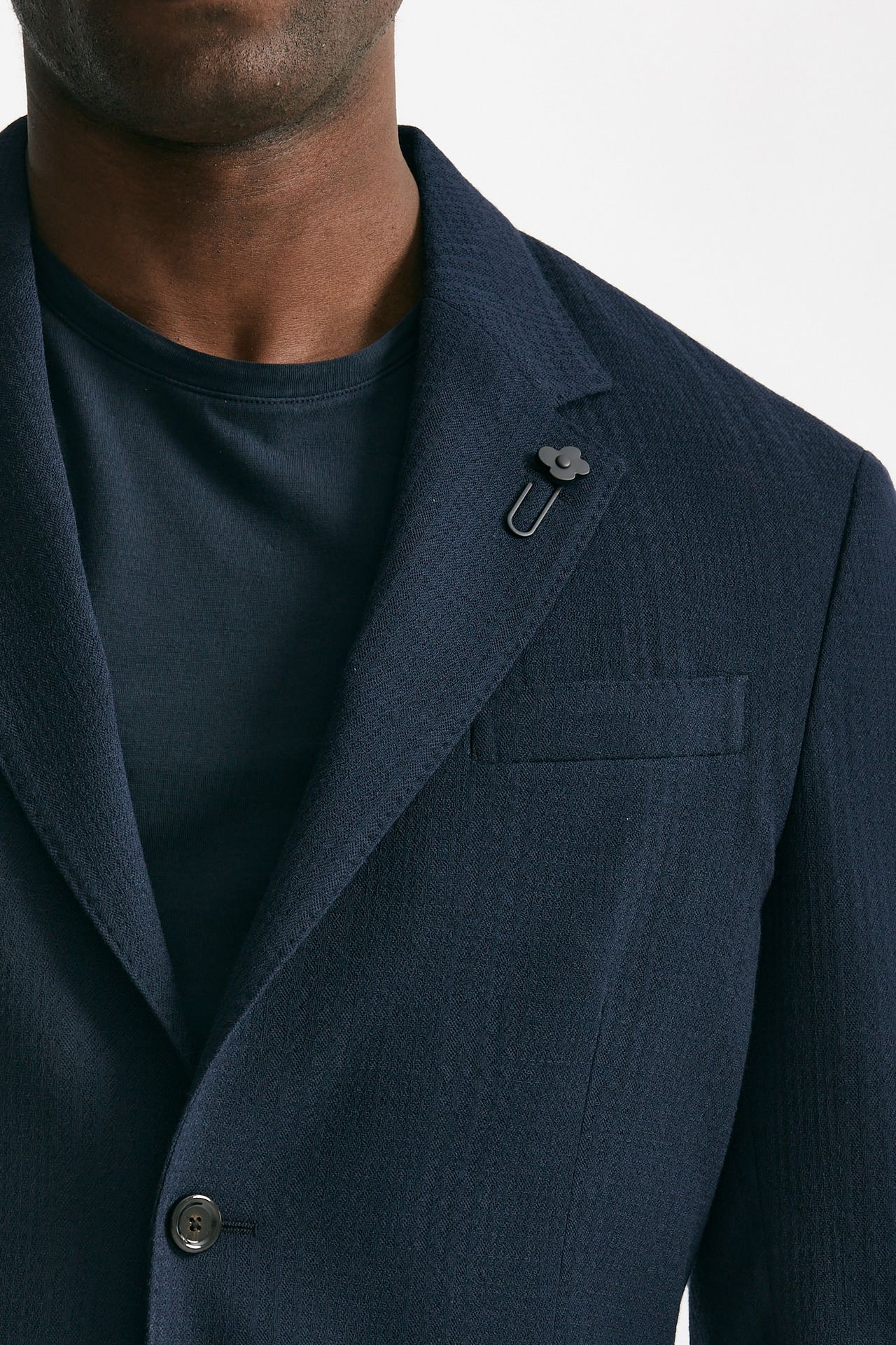 giacca monopetto blu lana e cotone stretch men Lardini - 5
