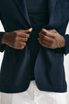 giacca monopetto blu lana e cotone stretch men Lardini - 6