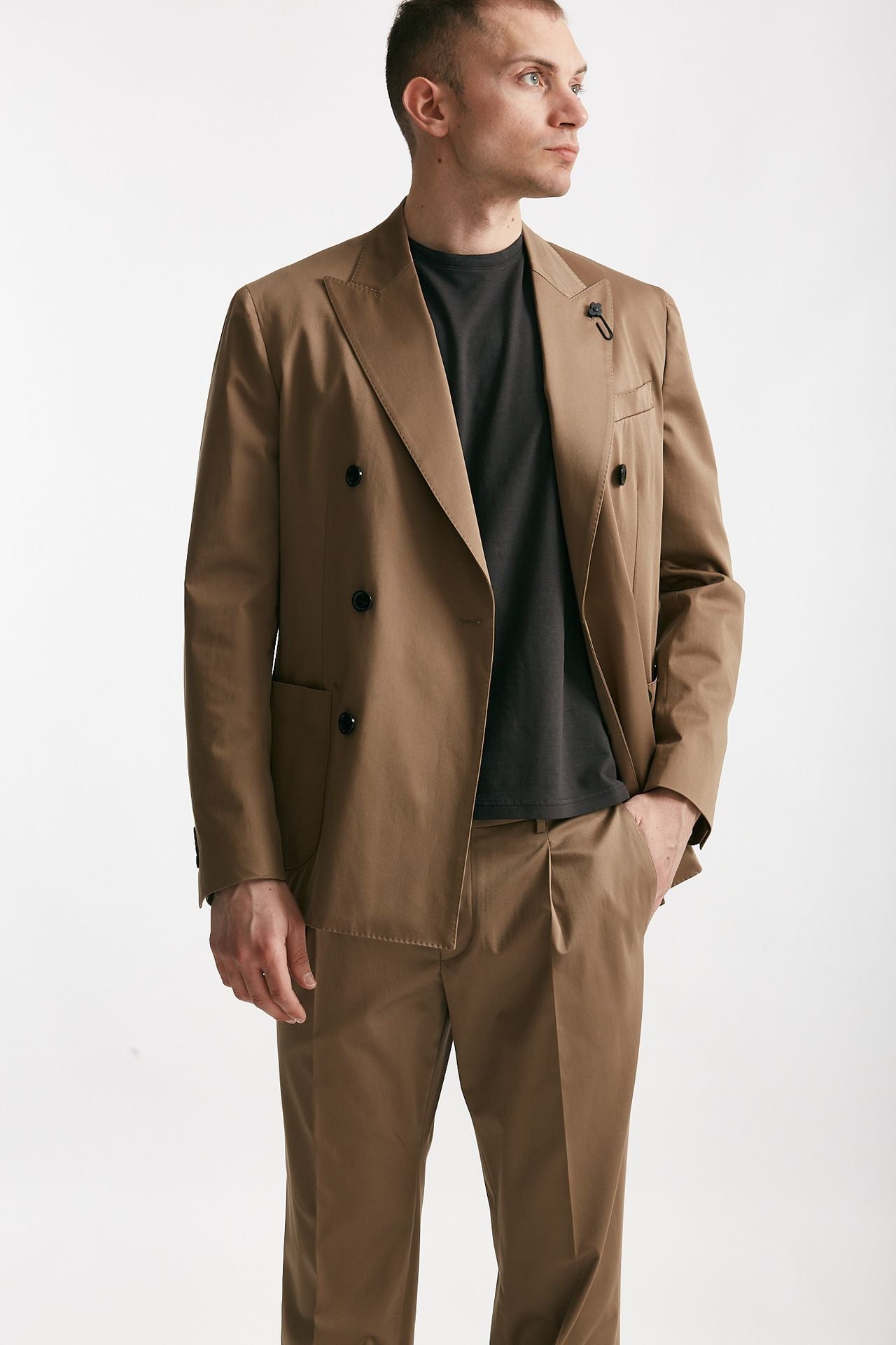 abito doppiopetto cammello cotone stretch men Lardini - 1