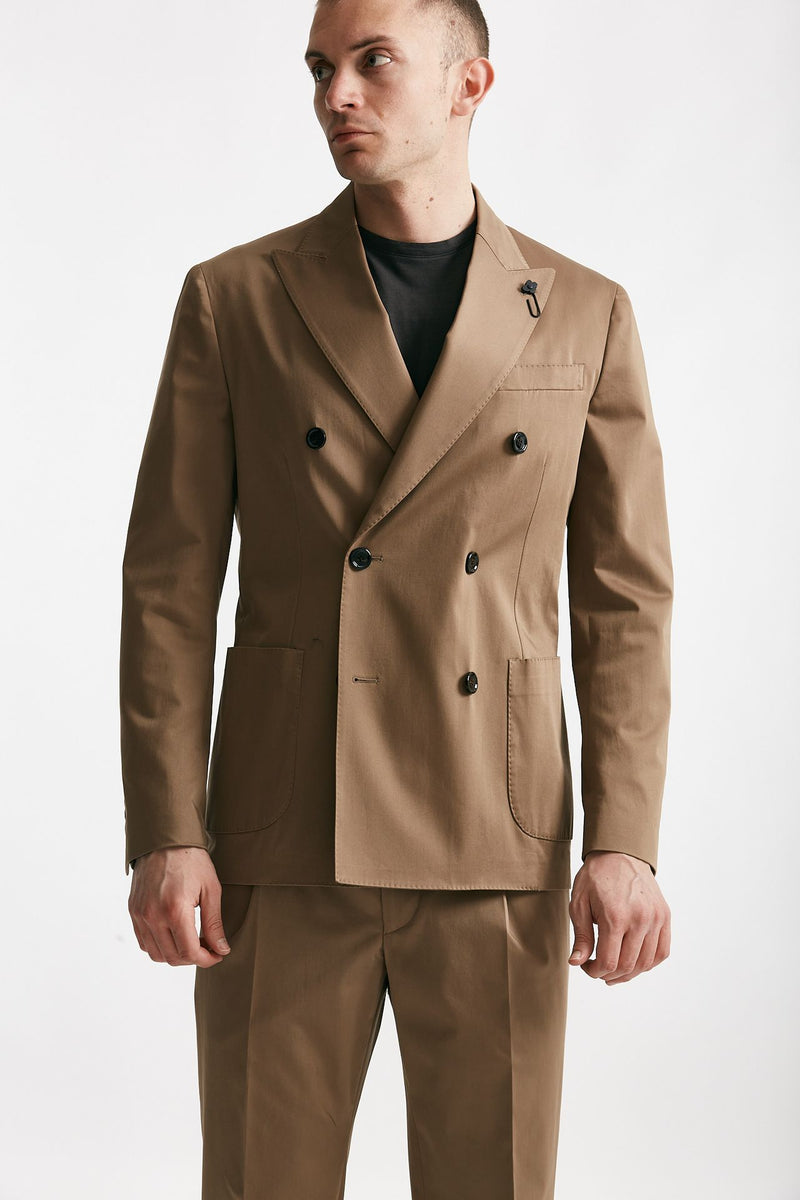 abito doppiopetto cammello cotone stretch men Lardini - 4