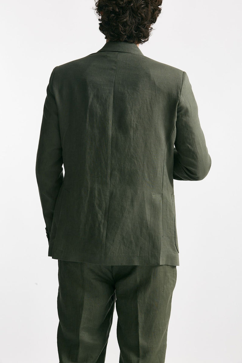 giacca in lino doppio petto verde men Marsēm - 3